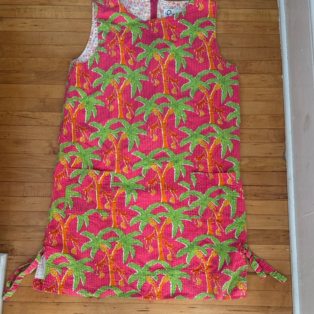 Lilly Pulitzer Tropical Pink and Green sleeveless dress size 8